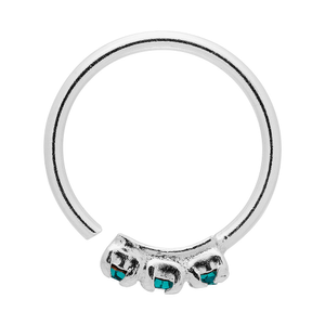 Blue Banana Surgical Steel 8mm 3 Crystals Nose Ring (Blue Zircon/Silver)