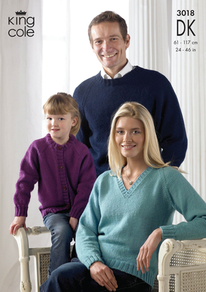 Sweaters and Cardigan in King Cole Merino Blend DK (3018)