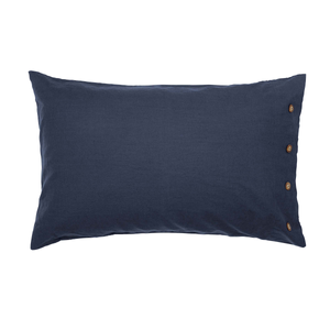 Linen Cotton Plain Dye Standard Pillowcase, Blue