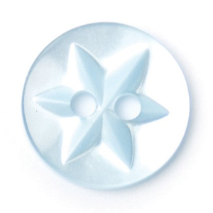 Milward Buttons - Size 12mm, 2 Hole, Star Pattern, Pearl Blue, Pack of 7