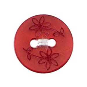 Milward Buttons - Size 12mm, 2 Hole, Printed Flowers, Red, Pack of 5