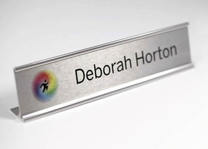 Metal Desk Name Plate with Aluminum Frame