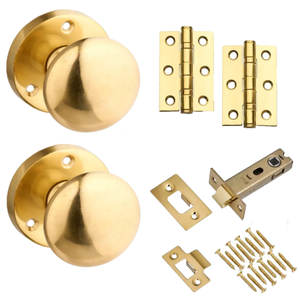 Victorian Sprung Mortice Door Knob - Polished Brass - Complete Door Pack - Internal - Designer Levers