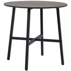 HOMCOM 85cm Dining Room Table, Industrial Style Kitchen Table Round  with Steel Legs, Rustic Brown