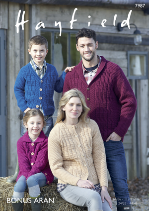 Cardigans in Hayfield Bonus Aran (7987)