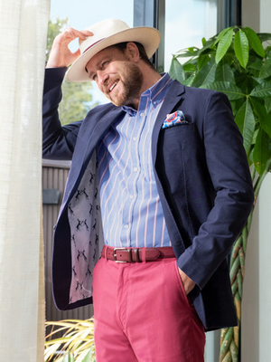 Navy Cotton Canvas Blazer