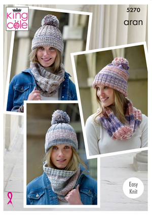 Snoods and Hats in King Cole Drifter Aran (5270)