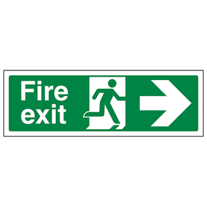 FIRE EXIT - FIRE EXIT ARROW RIGHT - 300X100MM - PET-G