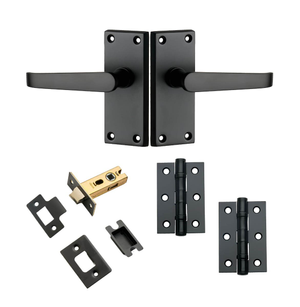 Victorian Straight Lever Short Door Handle - Matte Black - Complete Door Pack - Internal - Designer Levers