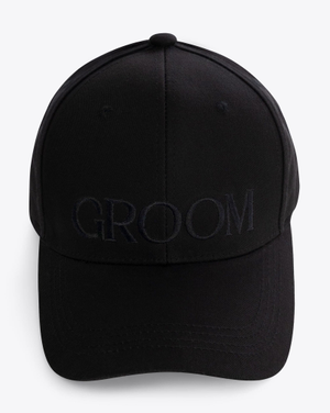 GROOM Embroidered Baseball Hat - Black