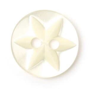 Milward Buttons - Size 12mm, 2 Hole, Flower Pattern, Pearl Cream, Pack of 7