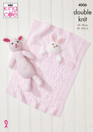 Baby Blankets and Bunny Rabbit Toy in King Cole Comfort DK and Truffle (4006)