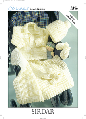 Jacket, Hat, Mittens, Bootees and Blanket in Sirdar Snuggly DK (3108)