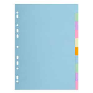 Exacompta Blank Dividers A4 Assorted 10 Part Cardboard 11 Holes 1610E