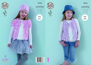 Waistcoat, Cardigan and Hat using King Cole Yummy (4536)