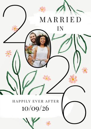 Married In 2026 Floral Photo Upload Wedding Card