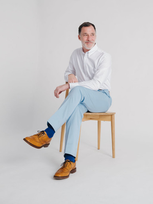 Sky Luxury Cotton & Silk Chino Trousers