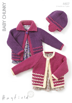 Child's Cardigans and Hat in Hayfield Baby Chunky (4407)