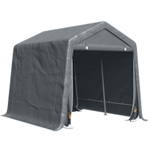 Outsunny Garden Storage Tent, Heavy Duty Patio Storage Shelter with Metal Frame and Double Doors, 2.8m x 2.4m x 2.4m, Dark Grey