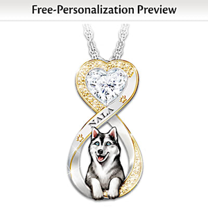Always In My Heart Husky Personalized Pendant Necklace