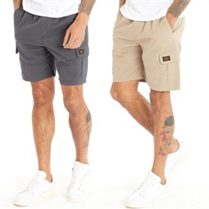 Closure London Mens Two Pack Utility Cargo Shorts Charcoal/Stone