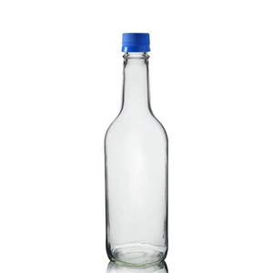 500ml Clear Glass Water Bottle With Screw Cap - Blue