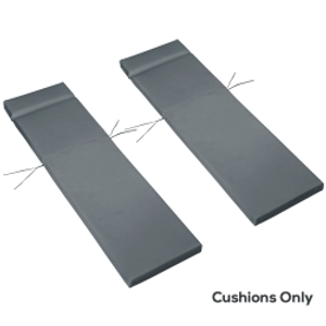 Outsunny Set of 2 Sun Lounger Cushions, Replacement Cushions for Rattan Furniture with Ties, 196 x 55 cm, Cushion ONLY, Dark Grey