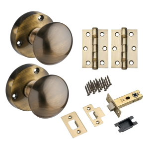 Victorian Sprung Mortice Door Knob - Antique Brass - Complete Door Pack - Designer Levers