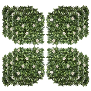 Outsunny 12PCS Artificial Boxwood Wall Panels 50cm x 50cm Rhododendron Privacy Fence Screen Faux Hedge Greenery Backdrop for Home Garden Backyard Balcony