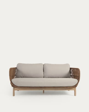 Catalina 3 seater sofa made with beige cord and solid acacia wood, 170 cm FSC 100%
