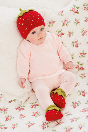 Strawberry Baby Hat And Booties Knitting Pattern