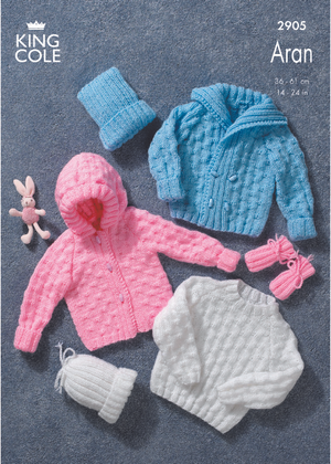 Sweater, Jackets, Hat and Mitts in King Cole Big Value Aran (2905)