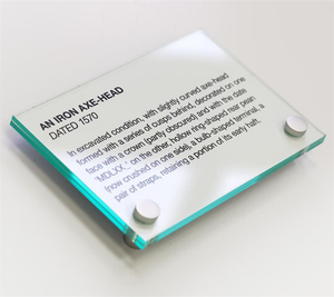 Green Acrylic Art and Museum Placards (Replaceable Inserts) with Stand Offs - Custom Text