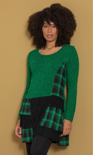 Panelled Tunic Top - Green