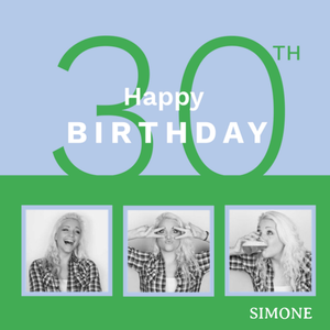 Moonpig Featuring A Two Tone Design With three Photo Frames 30th Birthday Photo Upload Card