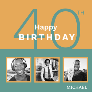 Moonpig Featuring A Two Tone Design With three Photo Frames 40th Birthday Photo Upload Card