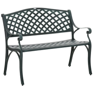 Outsunny Cast Aluminium Garden Bench 2 Seater Antique Loveseat for Outdoor Patio Porch Park, Verdigris