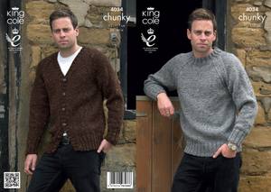 Sweater and Cardigan in King Cole Chunky Tweed (4034)