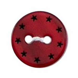 Milward Buttons - Size 12mm, 2 Hole, Little Stars, Red, Pack of 5