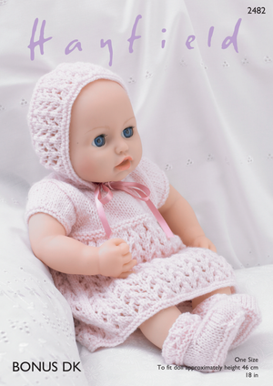 Baby Dolls Dress, Bonnet, Bootee's and Pants in Hayfield Bonus DK (2482)