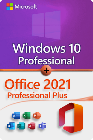Microsoft Windows 10 Professional + Microsoft Office 2021 Professional Plus Licence pour 3 appareils