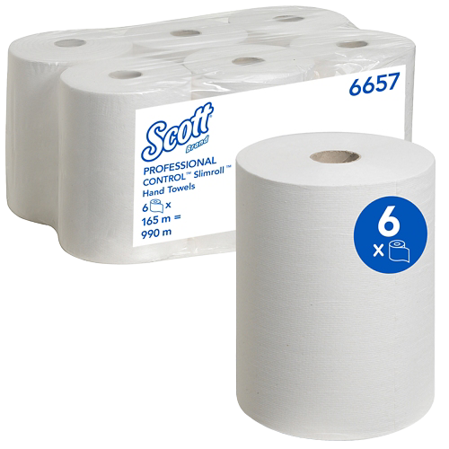 Scott Slimroll Paper Hand Towels Rolled White 1 Ply 990 m 6657 165