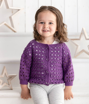 Lace Crochet Baby Cardigan in Emu Treasure DK (2008)
