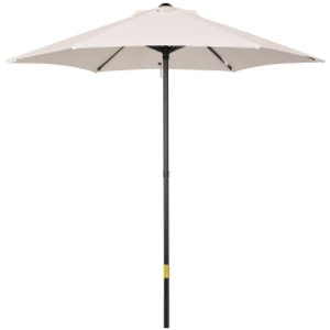 Outsunny 2m Garden Parasol Umbrella, Outdoor Sun Shade with 6 Sturdy Ribs for Balcony, Bench, Garden, Cream White