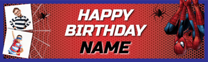 Personalised Happy Birthday Banner - Spider Man Superhero - 2 Photo Upload