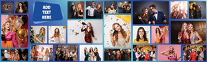 Personalised Party Banner - Blue Photo Collage - Custom Text &amp; 25 Photo upload