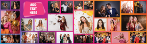 Personalised Party Banner - Pink Photo Collage - Custom Text &amp; 25 Photo Upload