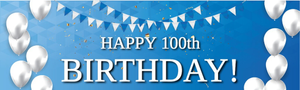 Happy 100th Birthday Banner - Blue & White