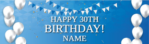 Happy 30th Birthday Banner - Blue & White