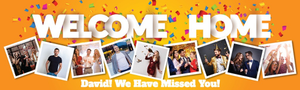 Personalised Welcome Home Banner - Orange - 9 Photo Upload
